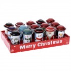 Метални буркани с коледни мотиви, 12 модела, ф 5х12 см