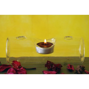 Стъклена ваза+свещник,6X17CM (16x64)