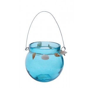 Стъклен свещник“Море“ 11*11*11СМ(6x36)