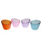 Стъклен свещник ,4 цвята,7,5*7,5*6,5CM (8x48)