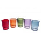 Стъклен свещник ,6цвята,5.5*5.5*6CM (12x96)