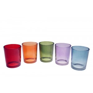 Стъклен свещник ,6цвята,5.5*5.5*6CM (12x96)