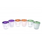 Стъклен свещник,3 цвята,6,5*6,5*6,6CM (12x96)