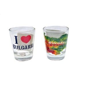 Стъклена чаша I love/BG карта,2мод,6СМ(12х72)