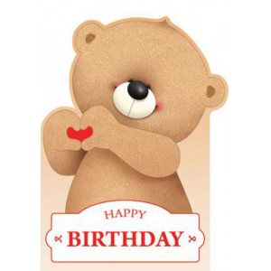 Картичка и плик В “Мече и сърце Happy Birthday“ 130X240MM