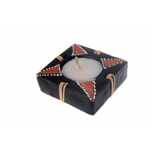 СВЕЩНИК КЕРАМИКА КВАДРАТ ЛЯТА СВЕЩ, 8CM