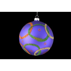 Стъклена топка шарена,1мод.,12см(1/18)