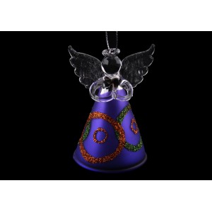 Стъклен ангел шарен,1мод.,8см(1/60)