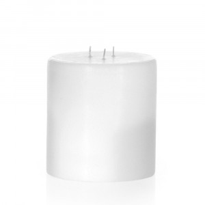 Свещ цилиндър с три фитила ,бяла, 15х15 см