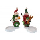 Поли Снежко свещник,черв-зелен,2мод,8х10см(8/96)