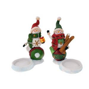 Поли Снежко свещник,черв-зелен,2мод,8х10см(8/96)