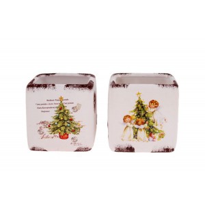 Свещник квадрат,6.7х6.7х6.9см(6/96)