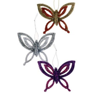 Пеперуда пластик,3 цвята, 8.7x10.5x0.6см (48x192)