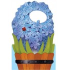 Картичка и плик Е саксия сини цветя 112X175ММ