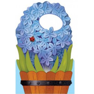 Картичка и плик Е саксия сини цветя 112X175ММ