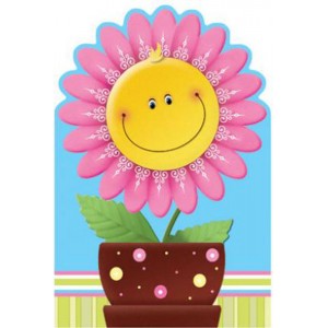 Картичка и плик Е розово цвете 112X175ММ