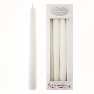 Конусна свещ  бяла, 7ч. горене, 240 x 22мм 
