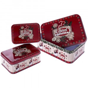 Метални кутии 3 бр. SWEET CHRISTMAS, червени, 12х9х5/14х10х6/19х13х7 см