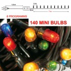 Коледни лампички 140бр,зелен кабел,разноцветни,7М