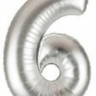 Фолиев балон с клечка цифра “Шест“ сребро 30СМ