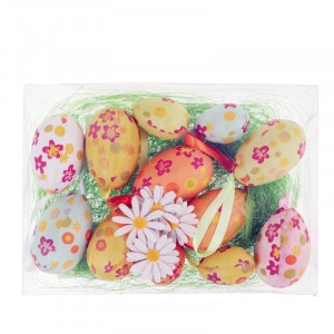 Декорация с яйца,трева,оранж,12бр,4cm/6cm(12X96)