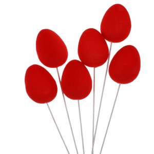 Яйца на клечка плюш червени ,5cm,S/6