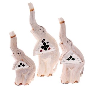 Слон бял стъкълца к-т от 3бр,20,25,30cm 