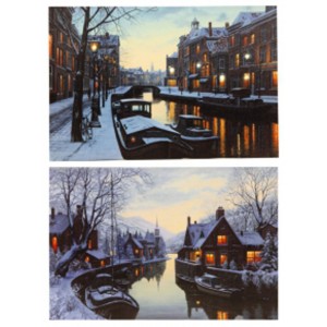 Светеща картина LED зима в града 40X60CM