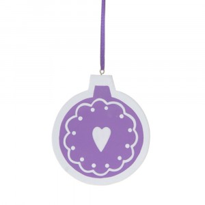 Топка декор, висяща, дърво,лилава, 10.5CM