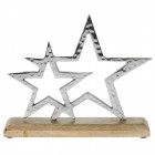 Звезди инокс върху дървена поставка 22x5x26
