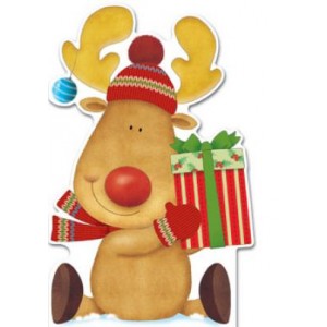  Картичка и плик ВC “ Рудолф с подарък“ 130X240MM