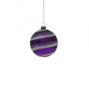 Топка стъкло,лила с линии, S/4, 8CM.