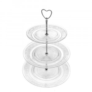 Плато стъкло 3 етажа прозрачно,18х23х25CM,1/12