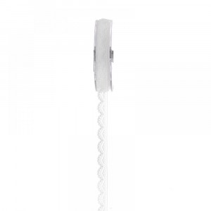 Панделка дантела-бяла, 2.5mm X 10yard