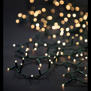 Коледни лампички, 100бр, съединяващи се, 3CM 4,7метра, зелен кабел, бели