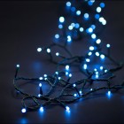 Коледни лампички, 100бр, LED, 8 програми, 6,8метра, зелен кабел, бели