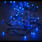 Коледни лампички, 100бр, LED, 8 програми, 6,8метра, зелен кабел, сини