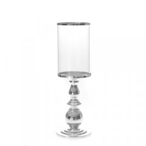Свещник метал и стъкло,11х36см,1/10