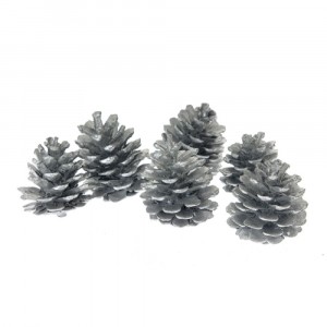 Шишарки сребро,к-т от 6 бр,9CM