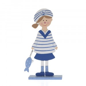 Дървено моряче, синьо, момиченце, 19.5CM