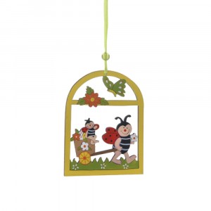  Дървен прозорец калинка 8 cm