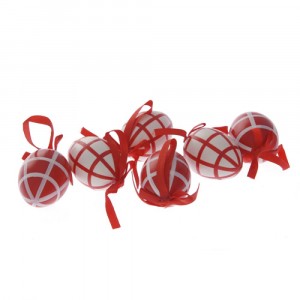 Висящи яйца черв.каре,6cm,к-т 6бр