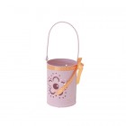 Свещник метал с панделка розов,7x7x22cm