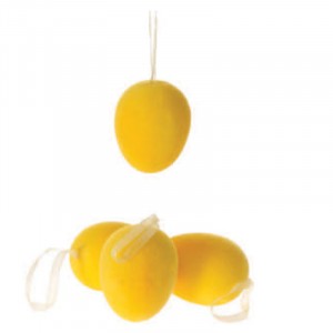Яйца велур висящи,к-т 4бр -жълто