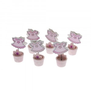 Щипка за бележки в саксия розова, к-т 6бр, 10.5х4хCM, 6/36