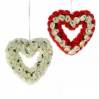 Аранжировка висяща,сърце с бели рози,23 см