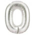 Фолиев балон с клечка цифра “Нула“ сребро 30СМ