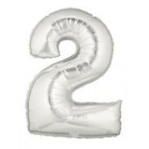 Фолиев балон с клечка цифра “Две“ сребро 30СМ