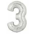 Фолиев балон с клечка цифра “Три“ сребро 30СМ