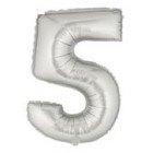 Фолиев балон с клечка цифра “Пет“ сребро 30СМ